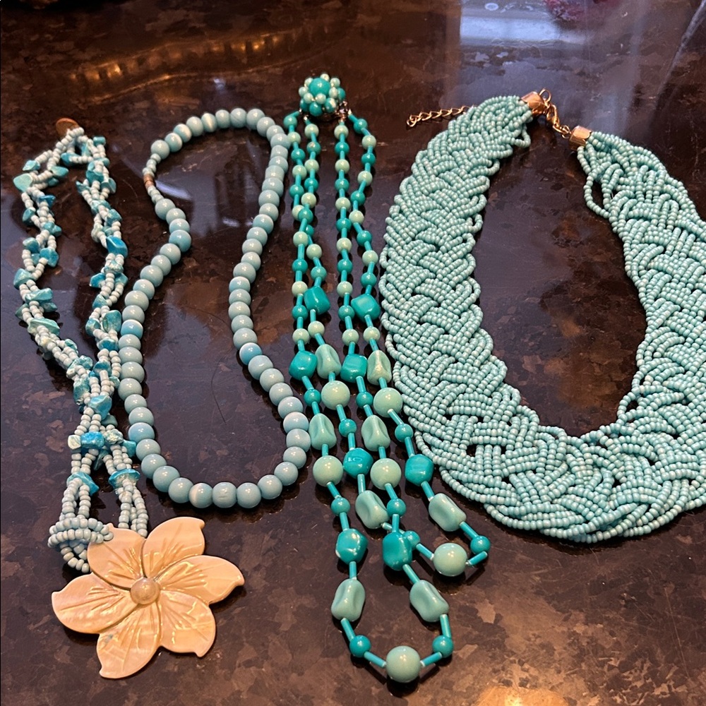 Vintage Turquoise Beaded Necklace Set. Bundle Deal